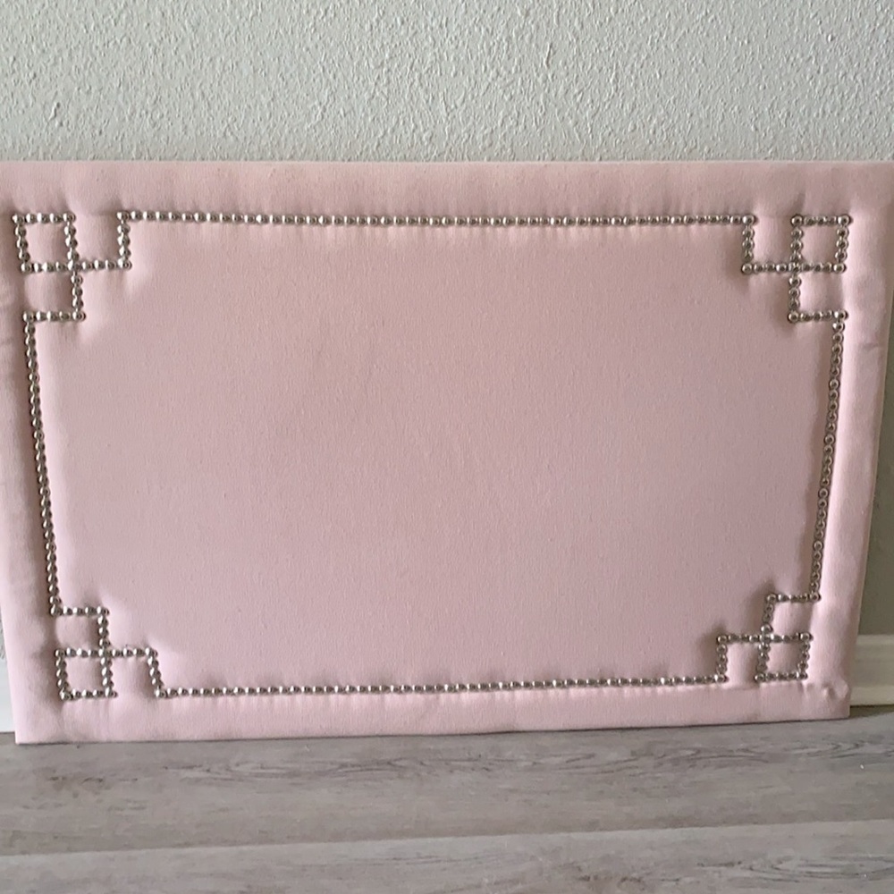 Twin size headboard for dorm.  Pink w silver trim